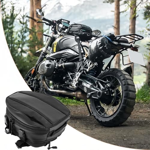 Tiiyee Motorcycle Rear Seat Tail Bag, Waterproof Motorbike Tail Pack Oxford Cloth Helmet Storage Luggage Bag Adjustable Dual Use Handbag Back Box for Moto Dirt Bike Replacement Parts 7.5-10L Capacity — view 5