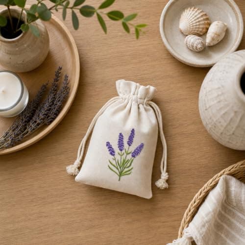 10 PCS Lavender Bags for Moths, lavender bags empty for Wardrobe Protection and Car Freshening,Drawstring Fabric Pouches for Aromatherapy and Jewellery Storage, Compact 10 x 15 cm Size — view 4