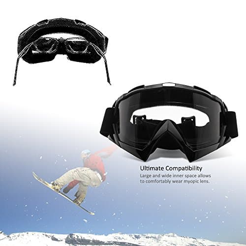 4-FQ Motorcycle Goggles Dirt Bike ATV Goggles(Black frame+Clear lens) — view 6