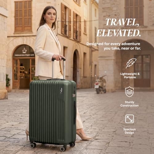 LUGG Vacay 32 Inch Suitcase, ABS Hard Shell Luggage with TSA Indent Lock, Aluminium Trolley Handle, 360° Spinner Wheels, Water-Resistant & Durable, Airline Compatible (86 x 31 x 58cm)-1 Year Warranty — view 2