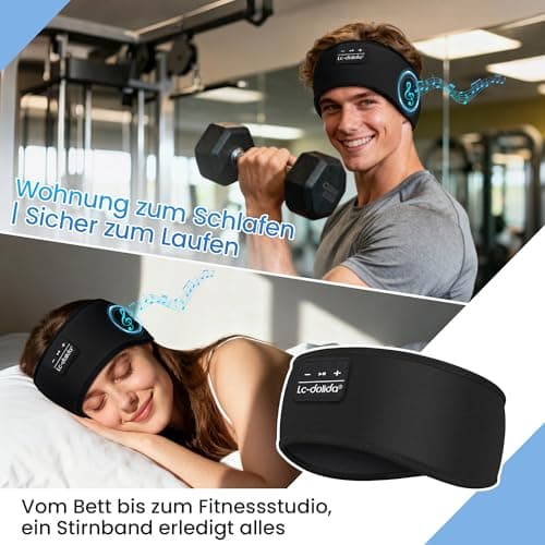 LC-dolida Sleep Headphones Headband, Soft Sleeping Headphones Bluetooth Headband with Earphones Wireless Soft Music Headband Earphones for Men Women Teens Yoga Workout Fitness Relax Travel — view 5