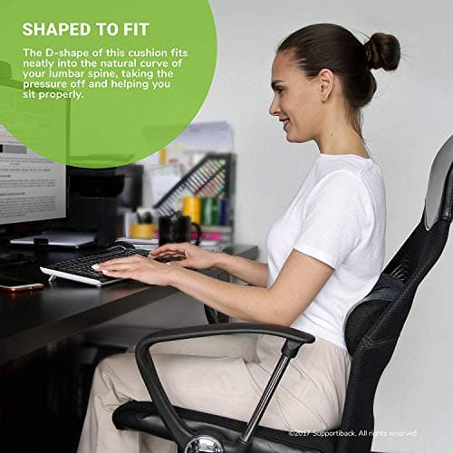 Supportiback Lumbar Support Cushion - Physiotherapist Designed with Optimum Density - 10X More Breathable Plant-Based Foam - Cooling Antibacterial Cover,Black — view 3
