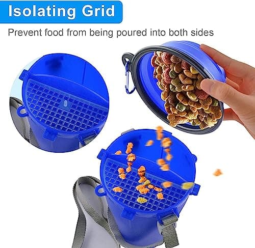 DERDOUT Dog Travel Water Bottle Collapsible Bowls, 2 in 1 Pet Food Container with Collapse Bowls, Outdoor Portable Water Bowls for Walking, Traveling, Camping and Hiking Blue — view 4