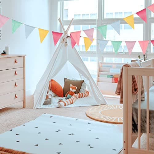 60 Flags 65.8ft Bunting, Multicolour Bunting Outdoor Waterproof, Triangle Flags Imitated Linen Burlap Bunting for Wedding Birthday Party Garden Festival Decoration — view 4