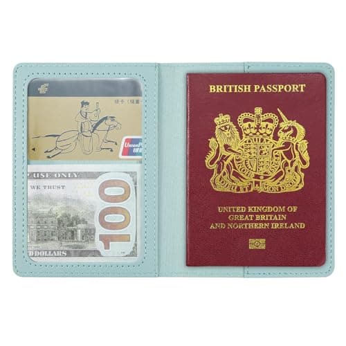 ILIYAH PU Leather Passport Holder Cover for Women Men Credit Cards Boarding Passes Travel Wallet Case(Light Blue) — view 2
