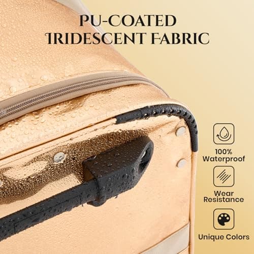 Fanwoli 28" Competition Bag with Garment Rack | Prism-Glowing Collection | Waterproof Iridescent Fabric | Ideal Dance Duffle Bag for Dancer Cheerleader | Limited Edition Rose Gold — view 3