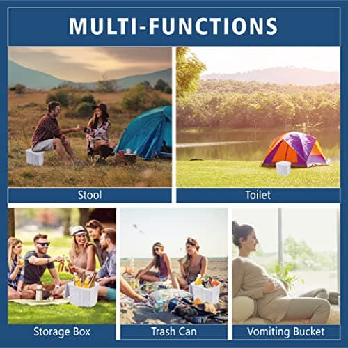 Hapoon Portable Camping Toilet for Adults - XL Folding Toilet with Lid, Travel Portable Potty, Grey — view 6
