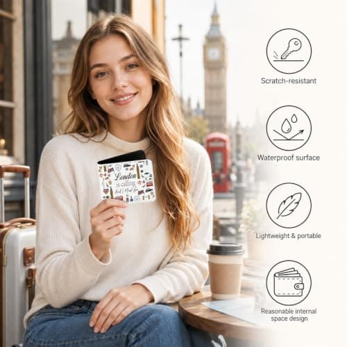 London Travel Souvenirs Gifts, RFID Blocking London Themed Wallet, PU Leather, Zipper Sealed Purses for Women, Ladies Teen Girls Ideal Travelling Gift for Daily Shopping Travel Casual Outings — view 6