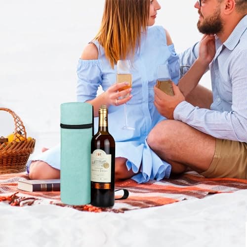 Aosbos Wine Cooler Bag, 750ml Single Water Bottle Carrier with Shoulder Strap, Padded Insulated Small Cool Bags Sling for Beach, Picnic, Travel – Gift Pouch for Wine Lovers, 12.2" x 3.9" — view 2