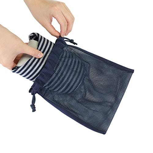 BUXTON Cozy Lightweight and Memory foam Indoor Slippers for Womens and Mens(unisex), Foldable Slippers with Mesh bag-For Home,Travel,Spa and Hotel, Navy/Grey, Small-Medium — view 6