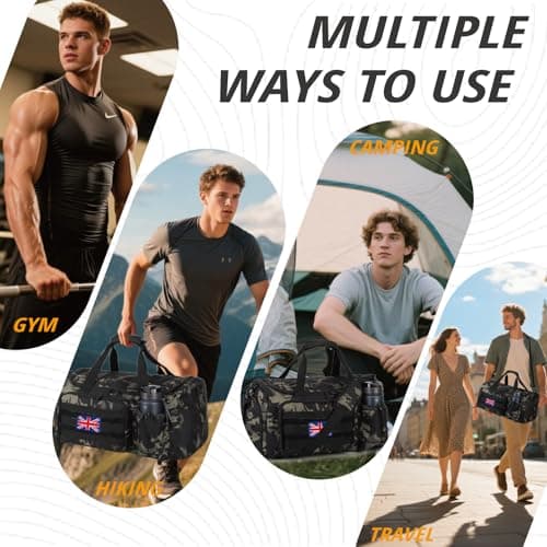 Bunnychic Tactical Gym Bag for Men, 60L Large Duffle Holdall Bag for Travel — view 2