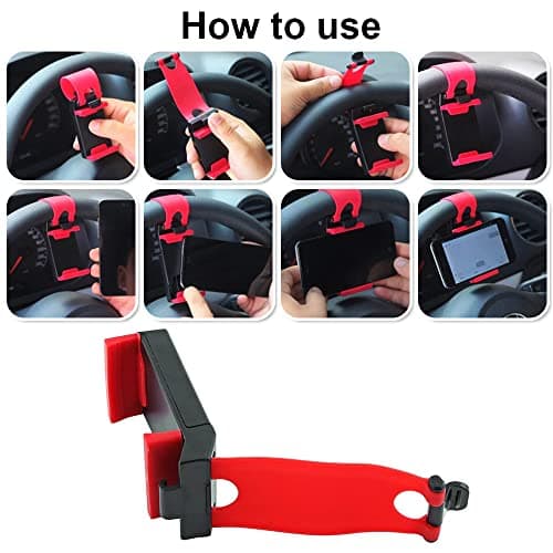 QYNuLi 3 Pcs Universal Mobile Phone Mount - Adjustable Car Cradles for Steering Wheel — view 6