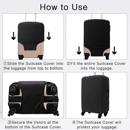 Bomiclss Elastic Luggage Cover for 26-28 Inch Suitcases | Waterproof & Dustproof Travel Protection | Black Reusable Luggage Protector (Black, L) — view 3