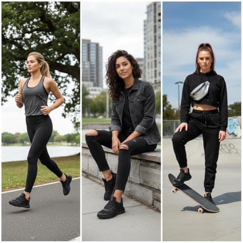 RTOUNT Womens All Black Trainers Women Mesh Tennis Non Slip Running Sneakers Womens Breathable Casual Walking Shoes for Gym Travel Work Training Size 4 — view 2