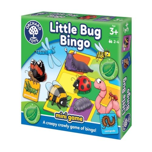 Orchard Toys Little Bug Bingo, Compact Mini Game for Boys, Girls and Toddlers, Age 3+ years, Ideal for Holiday and Travel, 2-4 Players