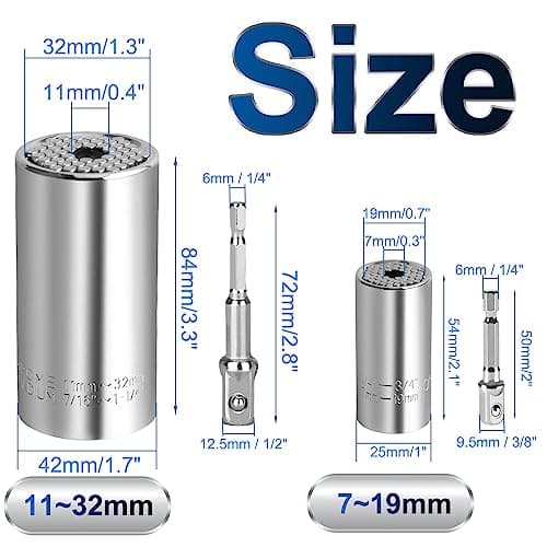 Lpluziyyds Universal Socket Set, Multi-Function Universal Socket Tool with Drill Adapter Unscrew Any Bolt Gifts for Dad, Husband, Boyfriend, Men, Fathers' Day Present — view 5