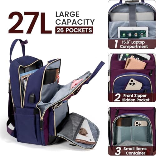 LOVEVOOK Laptop Backpack for Women, Waterproof 15.6 inch Work Bag Womens — view 3