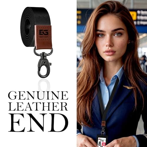 EDO GOT Neodymium Quick Attach Leather Lanyard with Carabiner and Magnetic Quick Release Buckle – 6.6 lb / 3 kg Pull Force – Genuine Leather End Neck Strap with Titanium Key Rings — view 4