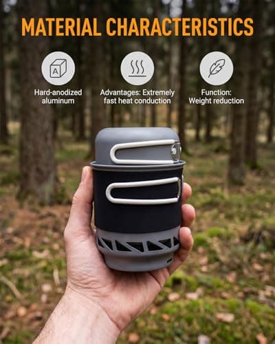 Camping Stove Gas Portable 1L Quick Boil Backpacking Stove with Piezo Ignition, Integrated Pot & Heat Exchange, Lightweight Windproof Burner with Canister Stand for Camping Hiking Trekking — view 4