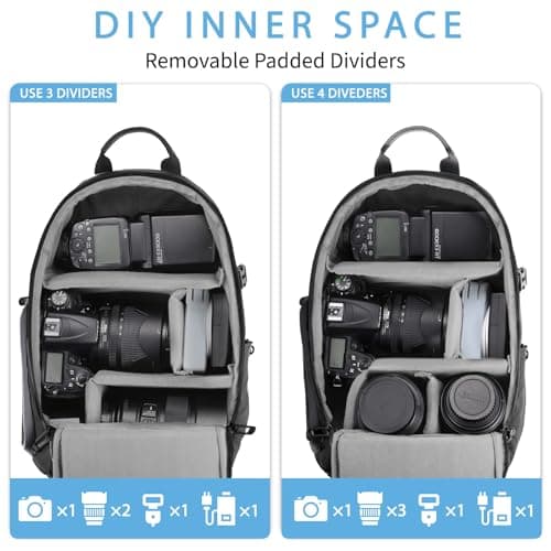 TAAOKA Camera Sling Bag for Photographer– Waterproof Crossbody Camera Bag with Fast Access Pockets, Thick Shockproof Photography Backpack with Tripod Holder, DSLR Camera Bag for Nikon/Sony/Canon — view 4
