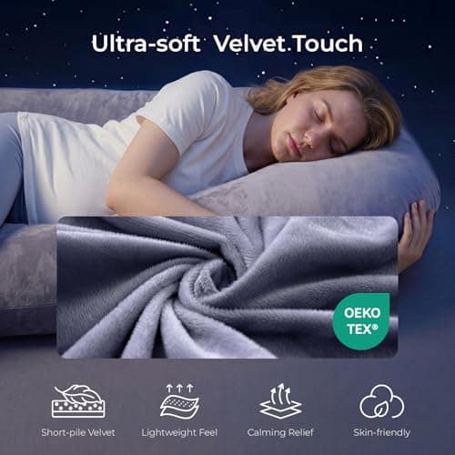 momcozy U Shaped Lite Pregnancy Pillow, Velvet Grey — view 5