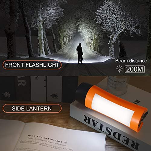 Emergency Hand Crank Flashlight & Phone Charger, Wind-Up Dynamo Torch, USB Power Bank, LED Camping Lantern for Hiking, Survival Kit, Holiday Gift(Orange) — view 6