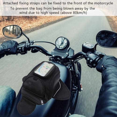 dentedeleao Motorcycle Tank Bag Waterproof Oxford Motorbike Universal Magnetic Bag with Removable Straps and Transparent Pocket — view 6