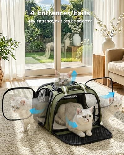 pecute Cat Carrier Stable, Large Space, Pet Carrier Bubble Window,Green — view 2