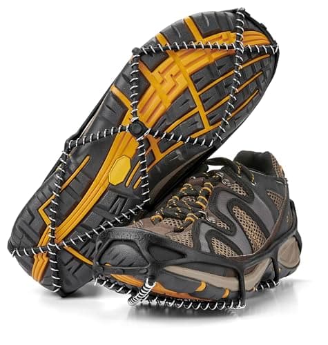 YakTrax Men's Walk & Grips for Walking Shoes, Elastic Rubber Strap 1 2mm Steel Coils Provides Traction In Ice Snow, Black, Large UK