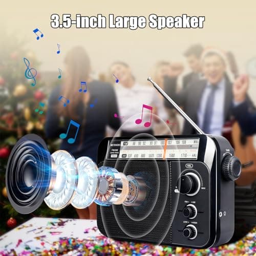 Retekess TR604 Portable Radio, Radios Mains and Battery(Black) — view 3