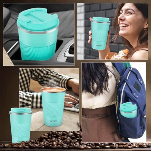 KETIEE Travel Mug Insulated Coffee Cup Stainless Steel 380ml with Leakproof Lid, Double Walled Coffee Travel Mug, Reusable Coffee Cups Travel, Coffee Mug for Hot Cold Drinks, T-Blue — view 5