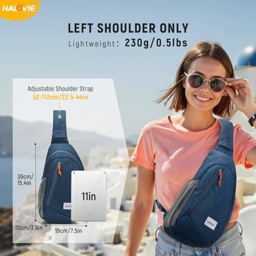 HALOVIE Anti Theft Sling Bag RFID Crossbody Bag Travel Sling Backpack Lightweight Shoulder Chest Bag for Hiking Walking — view 6
