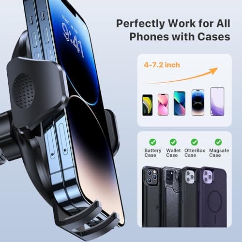 miracase Car Phone Holder, Stable Double Steel-Hook Air Vent Car Phone Mount Cradle 360°Rotation, One Button Release Mobile Phone Holder for iPhone, Galaxy, All 4.0''-7'' Smartphones — view 5