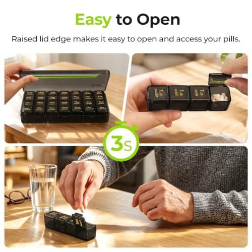 AUVON Weekly Pill Organiser 4 Times a Day, Face-Up Labels for Easy Tracking — view 4