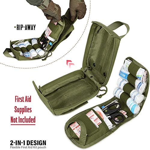 WYNEX Tactical Rip Away First Aid Pouch, Laser-Cut Design Molle EMT Bag Survival IFAK Pouches Blow Out Emergency Medical Organizer Include Red Cross Patch — view 3
