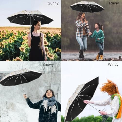 CUBY UV Sun Umbrella Compact Folding Travel Umbrella Auto Open and Close for Windproof, Rainproof & 99.9% UV Protection Parasol with Black Anti-UV Coating — view 2