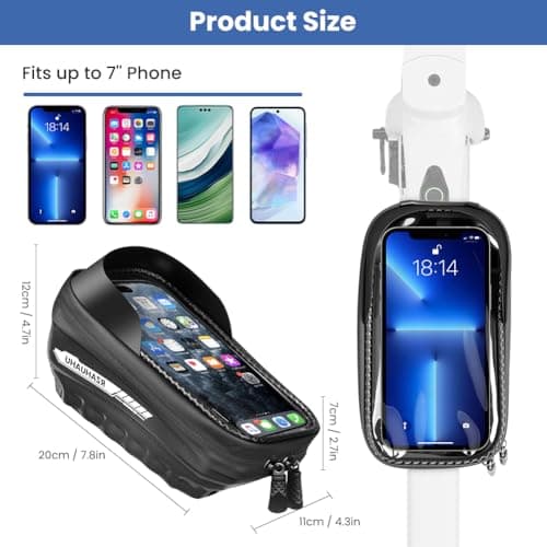 flintronic Waterproof Bike Frame Bag, Mountain Bike Frame Bag, Bicycle Phone Pouch with Reflective Strip, TPU Screen for Phone up to 7 Inches — view 2