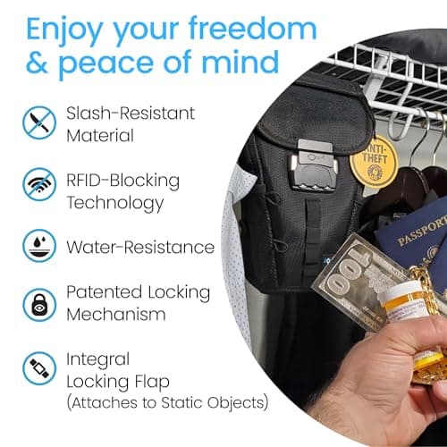 FlexSafe Aquavault | Beach Chair Vault | Anti Theft Combination Lock | 3 Digit Programmable Lock | Water Resistant, Slash Resistant and RFID Blocking (Black) — view 6