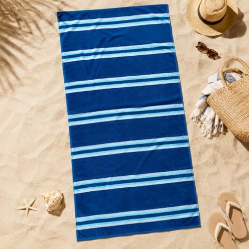 Adore Striped Beach Towels 2 Pack - Blue 75 x 150 cm — view 4