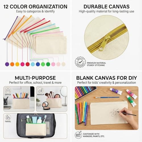 RJTCXJS 12 Pcs Blank Canvas Bags, Plain Tote Bags to Decorate — view 3