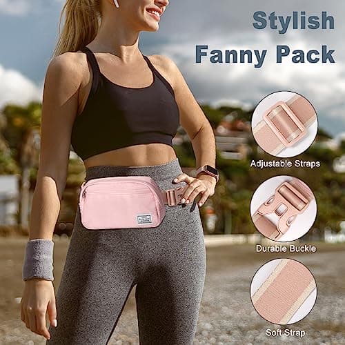 DMLuna Small Crossbody Bags for Women Trendy, Lightweight Waist Pack for Women & Men, Mini Belt Bag, Waist Bag with Adjustable Strap for Running Workout Traveling, Rose Gold — view 6