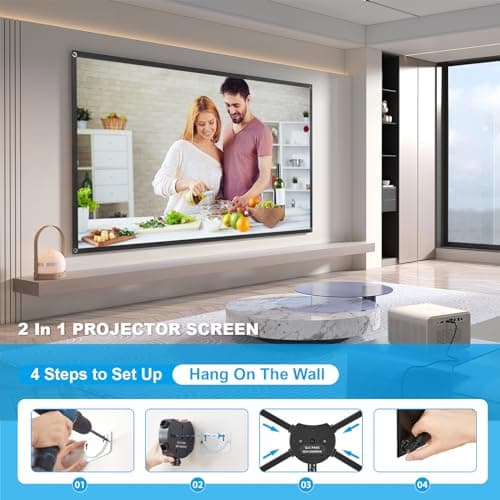 Projector Screen and Stand, Portable Projector Screen, 120 Inch 16:9, Outdoor Projection Screen, 1.2 Gain, 160 Degrees View Angle, 2 Mounting Modes, Fast Setup, Idea for Home Cinema, Backyard Party. — view 5
