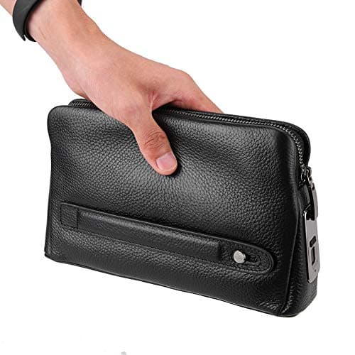 Zunate Fipilock Smart Fingerprint Wallet for Men with Biometric Security Lock, Blocking Anti Theft Zipper Leather Handbag, Large Capacity Black Wallet with Type C Charging — view 4
