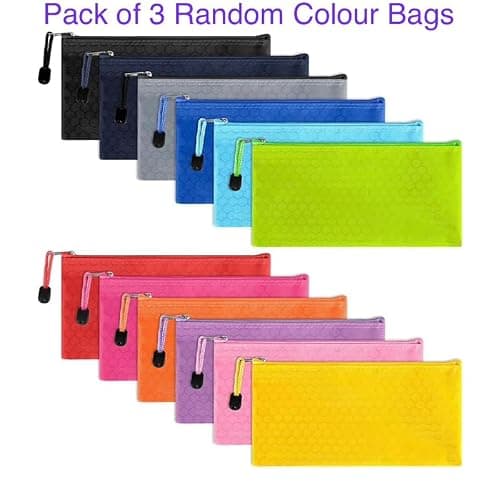 A6 PVC Canvas Storage Zipper File Bag Handbag Plastic Zip Wallet File Mesh Bags Storage Document Folder Waterproof Pouch School Office Travel (Size :23.5 cm X 12 cm) (A6 (Pack of 3)) — view 5