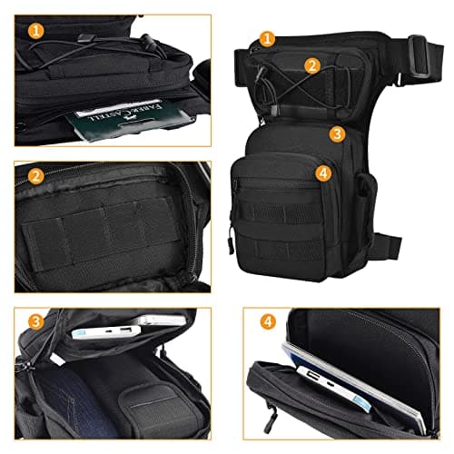 Huntvp Drop Leg Bag Thigh Bag Motorcycle Waist Bag Utility Belt Leg Bags Cross Over Hip Pack Pouch for Women Men Motorbike Metal Detecting Accessories Cycling Hiking Traveling Camping — view 4