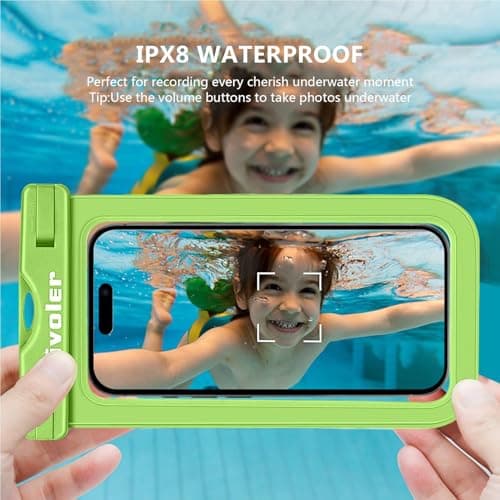 ivoler [2 Pack Waterproof Phone Case & Pouch Set, IPX8 Dry Bag with Waist Strap for Beach, Swimming, Kayaking, Fits iPhone 17 16 15 Pro Max, Samsung S26 S25 Ultra, Up to 7.0" - Grass Green — view 5