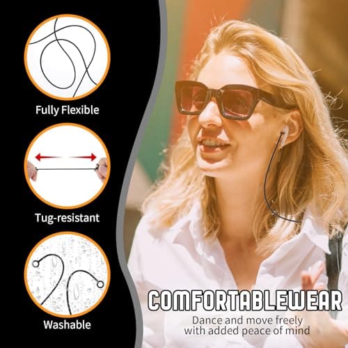 Qianyu 2PCS Earplug Lanyard Replaceable Tug Resistant Silicone Earplugs Connector Cord Minimal Disruption Earplugs Connector Soft Durable Flexible Earphone Strap Cord for Most Removable Earbuds — view 6