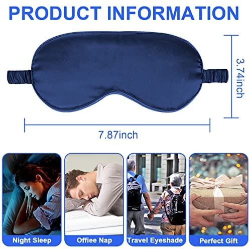 IEKEODI 2 Pack Silk Sleep Masks, Light Blocking Eye Masks, Black&Navy Blue — view 2