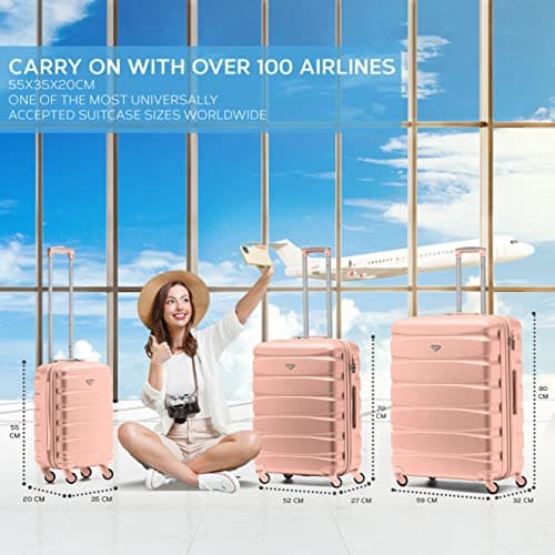 Flight Knight Lightweight 4 Wheel ABS Hard Case Small Suitcase Approved for Over 100 Airlines Including easyJet, British Airways, Ryanair, Jet2, Emirates & Many More - Carry On 55x35x20cm — view 2