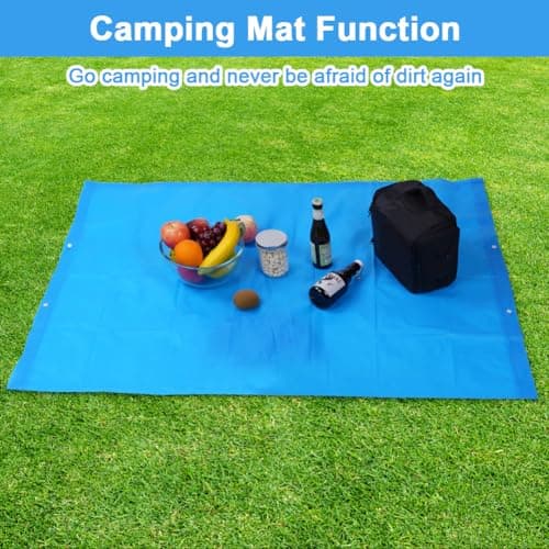flintronic 2PCS Waterproof Poncho Adult, Reusable Rain Ponchos, EVA Rain Poncho, Lightweight Waterproof Raincoat with Hoods, Rain Cover Poncho for Camping, Hiking Travel Men Women (Blue) — view 6